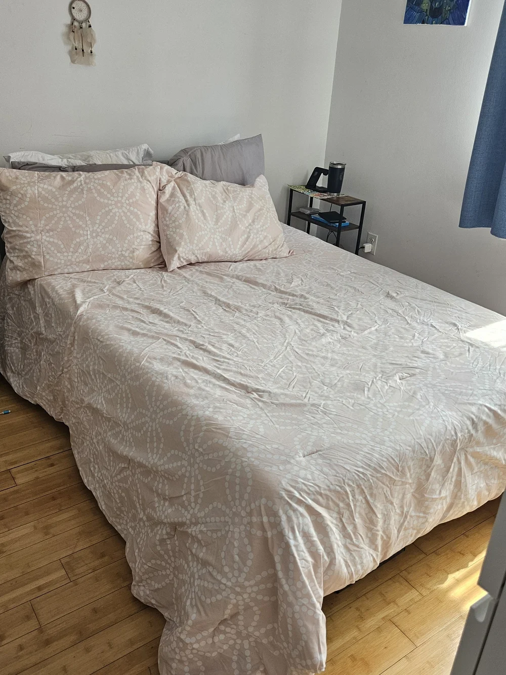 Blush Pink Dot-Pattern Comforter Set with Matching Shams